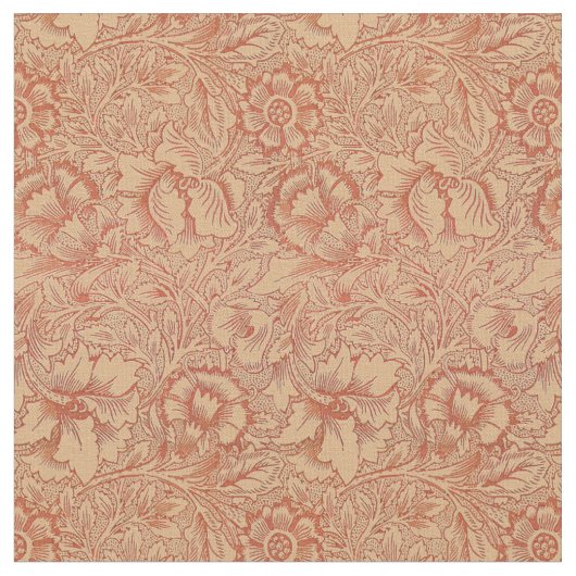 William Morris Poppy Floral Pattern Fabric Stof (Close Up)
