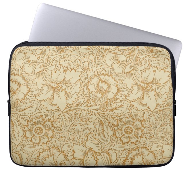 William Morris Poppy Floral Wallpaper Laptop Sleeve (Voorkant)