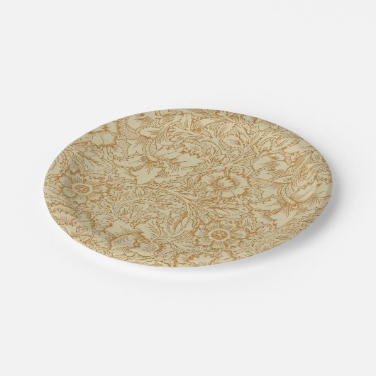 William Morris Poppy Floral Wallpaper Papieren Bordje (Gekanteld)