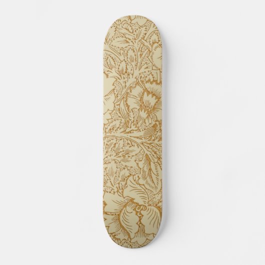 William Morris Poppy Floral Wallpaper Persoonlijk Skateboard (Voorkant)