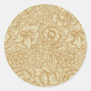 William Morris Poppy Floral Wallpaper Ronde Sticker