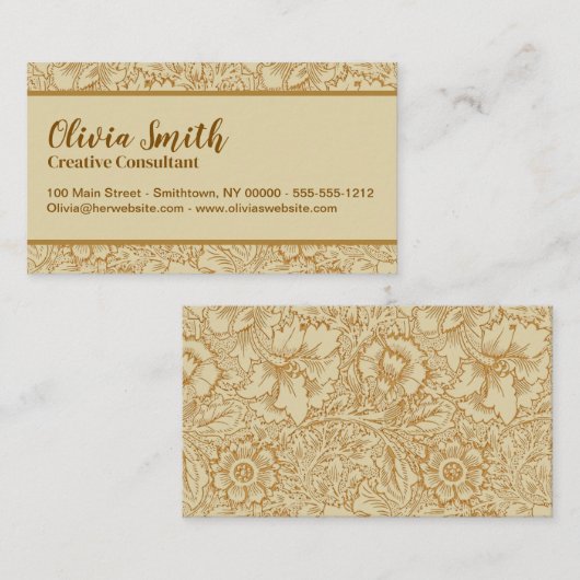 William Morris Poppy Floral Wallpaper Visitekaartje (Voorkant / Achterkant)