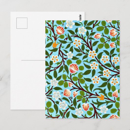 William Morris populair patroon, Clover (turquoise Briefkaart (Voorkant / Achterkant)