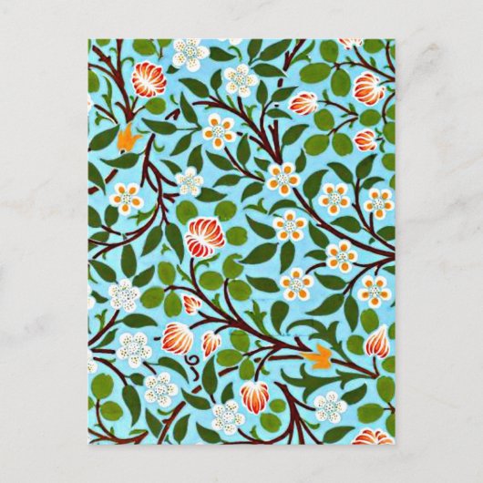 William Morris populair patroon, Clover (turquoise Briefkaart (Voorkant)