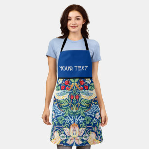 William Morris' prent: Aardbeiendief, blauw Schort