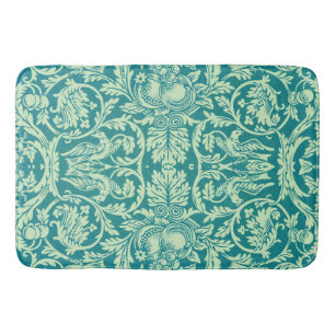 William Morris Queen Anne Teal Vogel Bloem Kunst Badmat