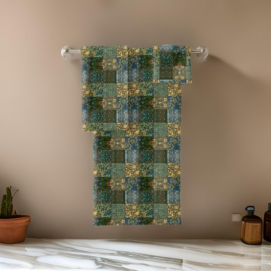 William Morris Quilt Patchwork Greens Blues Bad Handdoek