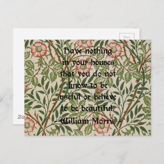 William Morris Quote Briefkaart (Voorkant / Achterkant)