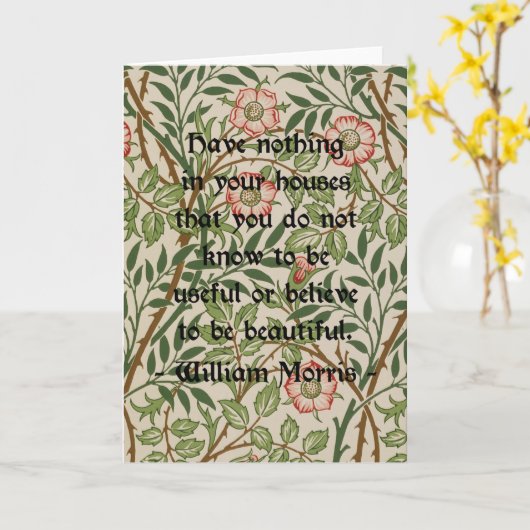 William Morris Quote Kaart (Gele Bloem)