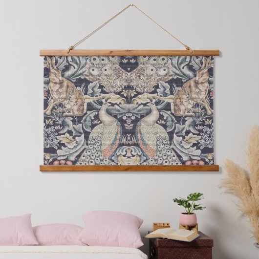 William Morris Rabbit, Peacock en Fox Hangend Wandkleed (Slaapkamer)
