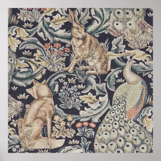 William Morris Rabbit, Peacock en Fox Poster (Voorkant)