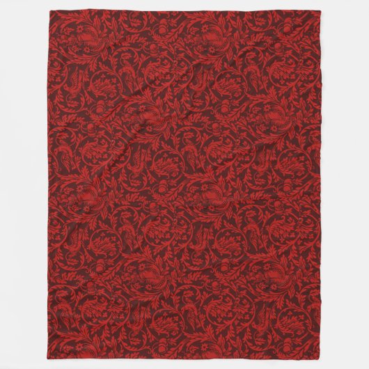  William Morris Red Birds gebladerte fruit Fleece Deken (Voorkant)