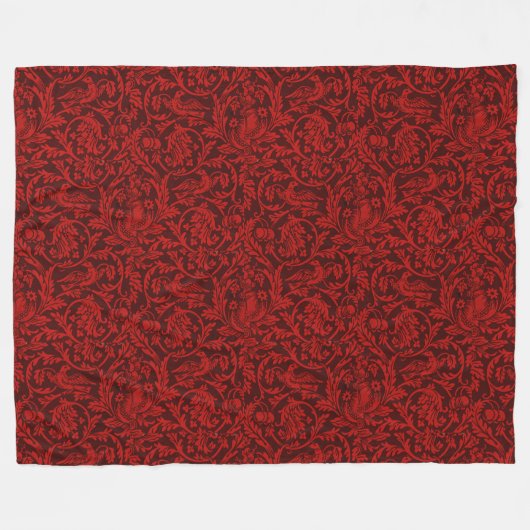  William Morris Red Birds gebladerte fruit Fleece Deken (Voorkant (Horizontaal))