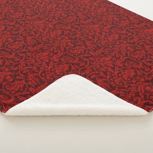  William Morris Red Birds gebladerte fruit Sherpa Deken (3/4)