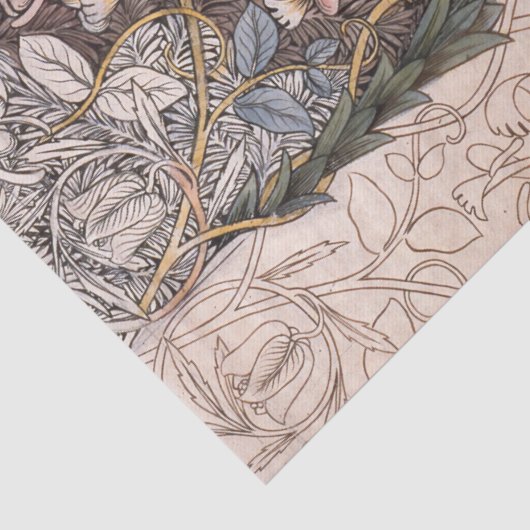 William Morris Red Blue Collage ontkoppeling Tissuepapier (Detail)