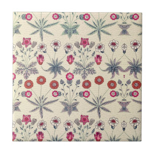 William * Morris Red Blue Flower Daisy Tegeltje