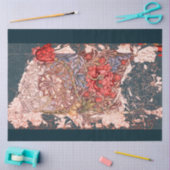 William Morris RED FLOWER OVER BLUE Tissue Paper Tissuepapier (Craft)