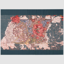 William Morris RED FLOWER OVER BLUE Tissue Paper Tissuepapier
