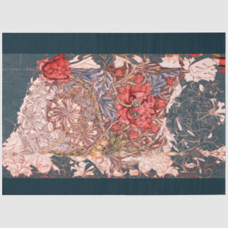 William Morris RED FLOWER OVER BLUE Tissue Paper Tissuepapier
