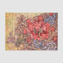 William Morris RED FLOWER Tissue Paper