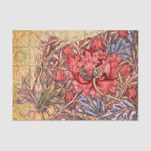 William Morris RED FLOWER Tissue Paper Tissuepapier (Voorkant)
