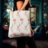 William Morris Red Garden Tulip Floral Pattern Tote Bag