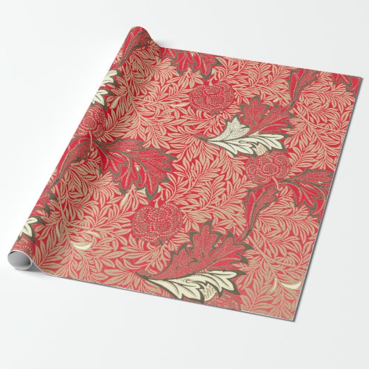 William Morris RED GIFT Wrapping Paper Cadeaupapier (Uitgerold)