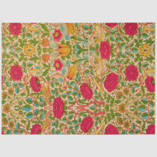 William Morris Red Gold Blue Green Birds Floral Tissuepapier
