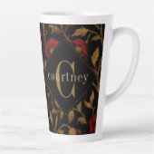 William Morris Red Gold Klaproos Monogram Recept Latte Mok (Rechts)
