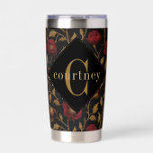 William Morris Red Gold Poppy Monogram Geïsoleerde Drinkbeker (Voorkant)