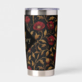 William Morris Red Gold Poppy Monogram Geïsoleerde Drinkbeker (Links)