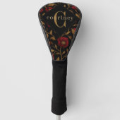 William Morris Red Gold Poppy Monogram Golfheadcover (Voorkant)