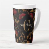 William Morris Red Gold Poppy Monogram Recipe Latte Mok (Rechterhoek)