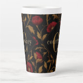 William Morris Red Gold Poppy Monogram Recipe Latte Mok (Voorkant)