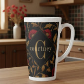 William Morris Red Gold Poppy Monogram Recipe Latte Mok