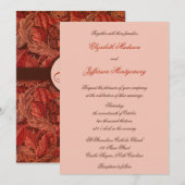 William Morris Red Leaves Wedding Invitation Kaart (Voorkant / Achterkant)