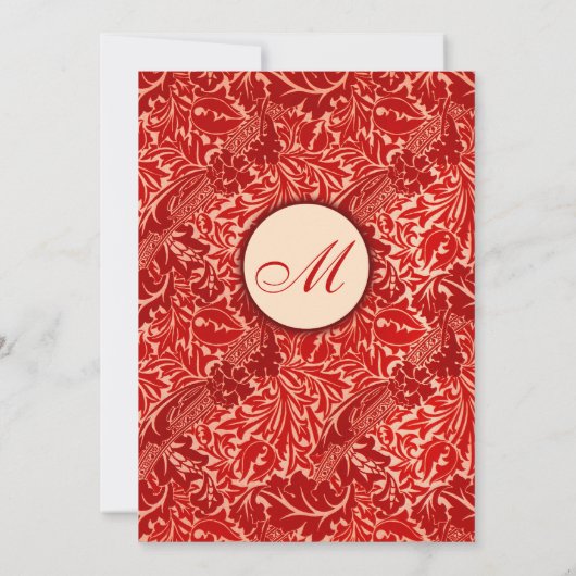 William Morris Red Leaves Wedding Invitation Kaart (Achterkant)