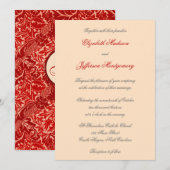 William Morris Red Leaves Wedding Invitation Kaart (Voorkant / Achterkant)