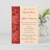 William Morris Red Leaves Wedding Invitation Kaart (Staand voorkant)