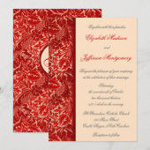 William Morris Red Leaves Wedding Invitation Kaart (Voorkant / Achterkant)