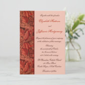 William Morris Red Leaves Wedding Invitation Kaart (Staand voorkant)