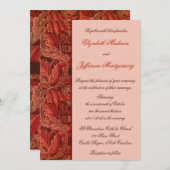 William Morris Red Leaves Wedding Invitation Kaart (Voorkant / Achterkant)