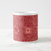 William Morris Red Marigold Pattern met Initiaal Grote Koffiekop (Voorkant)