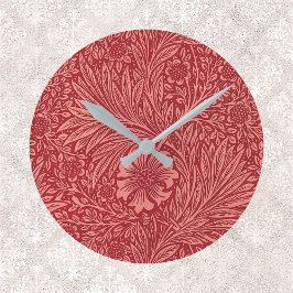 William Morris Red Marigold Pattern Ronde Klok