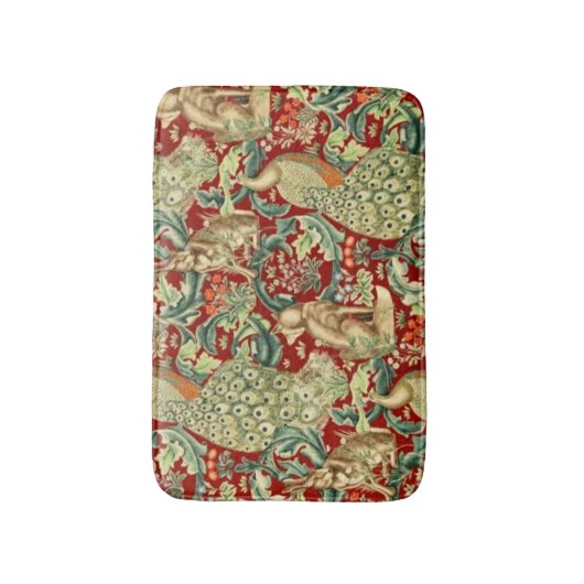 William Morris Red Pattern Forest Badmat (Voorkant Verticaal)