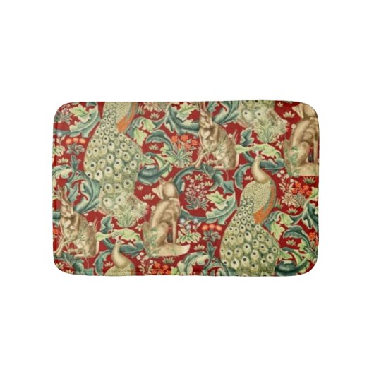William Morris Red Pattern Forest Badmat (Voorkant)