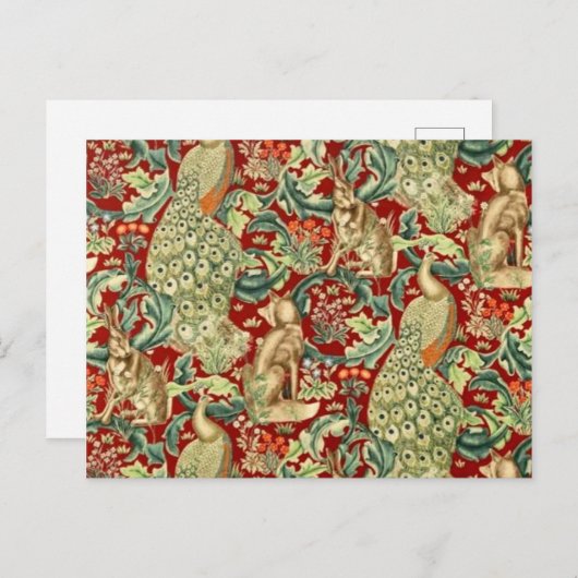 William Morris Red Pattern Forest Briefkaart (Voorkant / Achterkant)