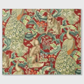 William Morris Red Pattern Forest Cadeaupapier (Vlak)