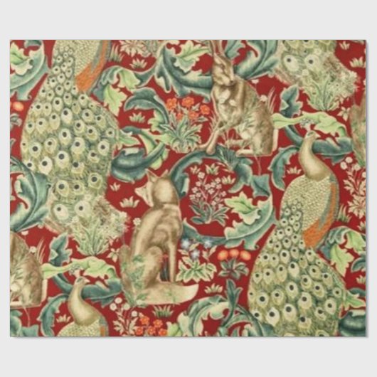 William Morris Red Pattern Forest Cadeaupapier (Vlak)
