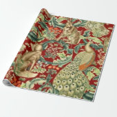 William Morris Red Pattern Forest Cadeaupapier (Uitgerold)